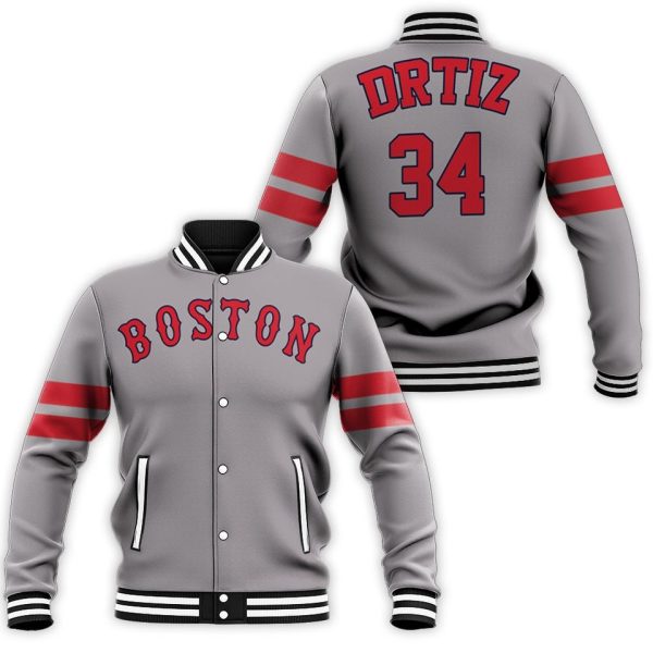 Boston Red Sox David Ortiz Gray Baseball Jacket, Boston Red Sox Ortiz Jacket,