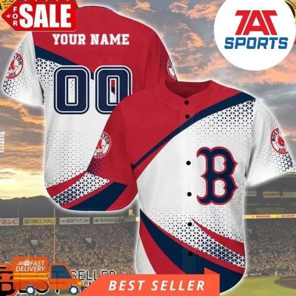 Boston Red Sox Graphic Personalized Mlb Baseball Jersey, Custom Red Sox Jersey