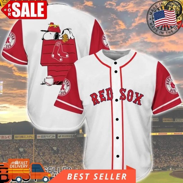 Boston Red Sox Snoopy Peanut Mlb Baseball Jersey, Red Sox Pullover Jersey