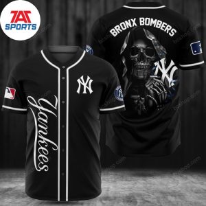 New York Yankees Bronx Bombers Skull Baseball Jersey, New York Yankees Pullover Jersey