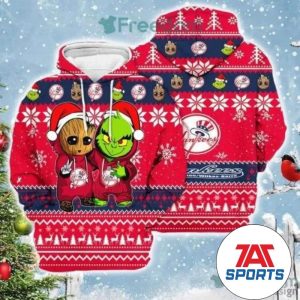 MLB New York Yankees Baby Groot And Grinch Ugly Christmas 3D Hoodie, Hoodie New York Yankees