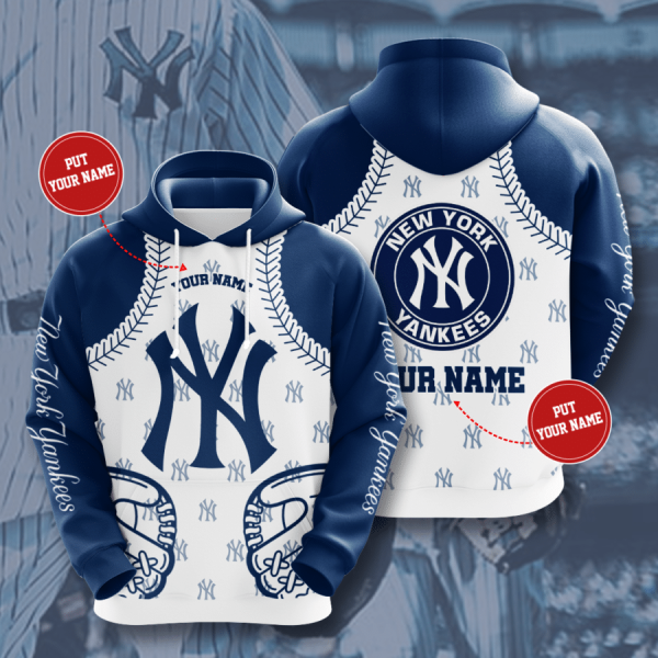 New York Yankees Baseball Gloves Custom Name 3D Hoodie, Yankees Custom Hoodie