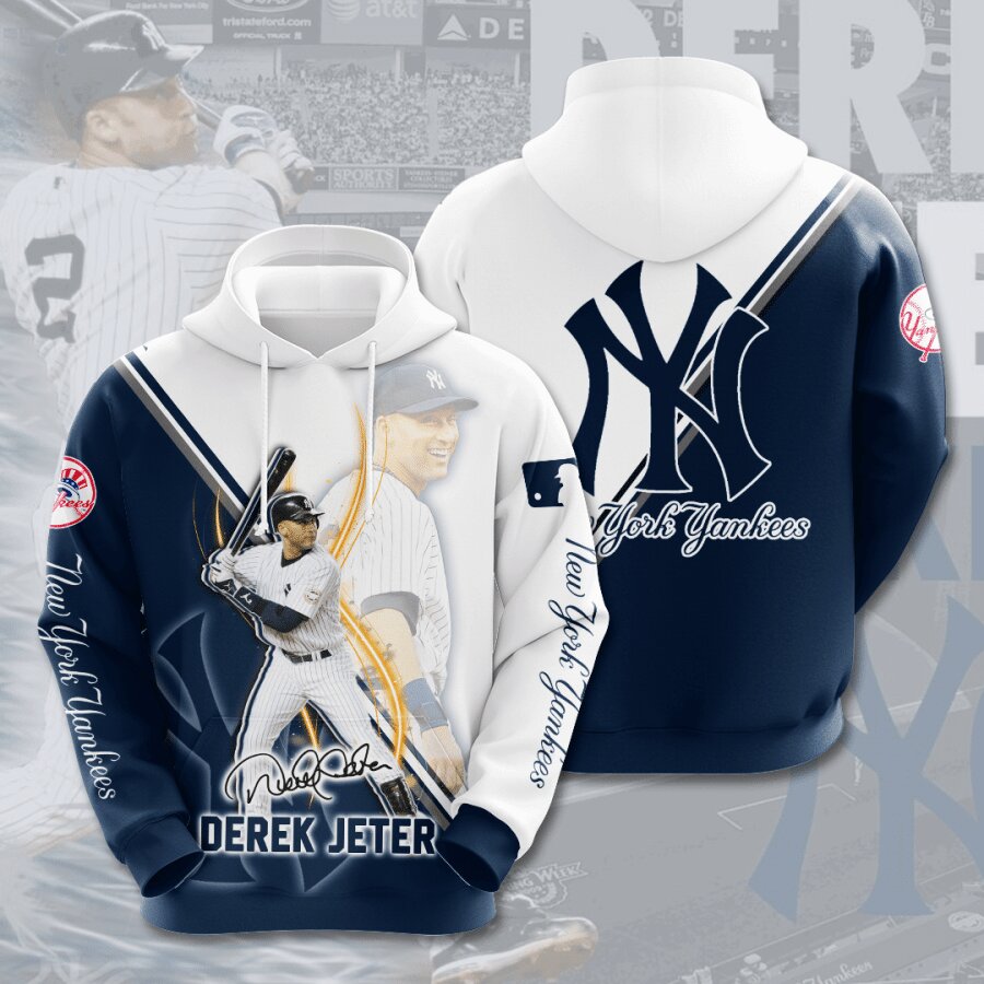 MLB New York Yankees Derek Jeter Pinstripe Pride 3D Pullover Hoodie For Fans