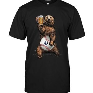 New York Yankees Beer Drinking Bear T-Shirt, New York Yankees T-shirt