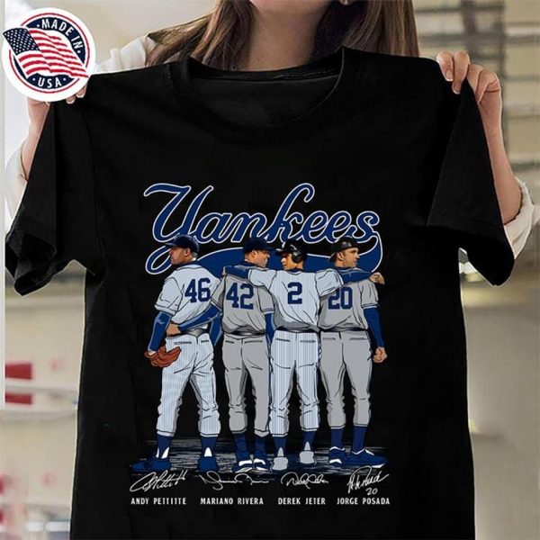 New York Yankees Legends Andy Mariano Derek Jorge Signed For Fan T-shirt,  MLB T-shirt Yankees