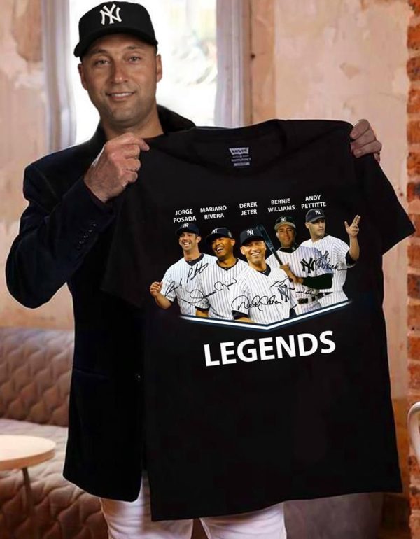 New York Yankees Legends For Yankees Fan Team Singed T-shirt, MLB Yankees T-shirt