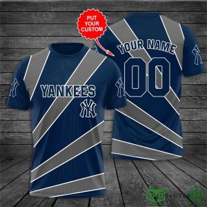 Custom Name New York Yankees Gray Blue 3D T-shirt, Baseball Shirt Yankees