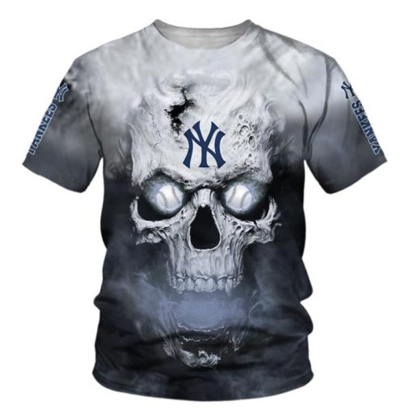 New York Yankees Skull 3D T-Shirt, MLB Yankees Shirt