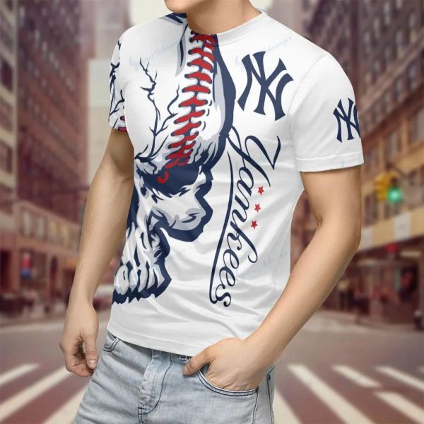 New York Yankees Skull Stitching MLB 3D T-Shirt, MLB Yankees Shirt