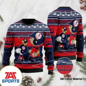 MLB New York Yankees Charlie Brown Snoopy Baseball Ugly Sweater, Yankees Ugly Christmas Sweater