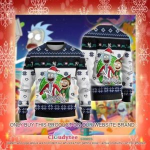MLB New York Yankees Rick And Morty Ugly Christmas Sweater, Yankees Christmas Sweater