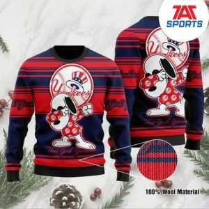 MLB New York Yankees Snoopy Baseball Ugly Sweater, Yankees Christmas Sweater