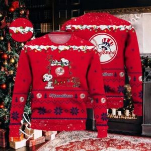 MLB New York Yankees Snoopy Ugly Christmas Sweater, Yankees Christmas Sweater