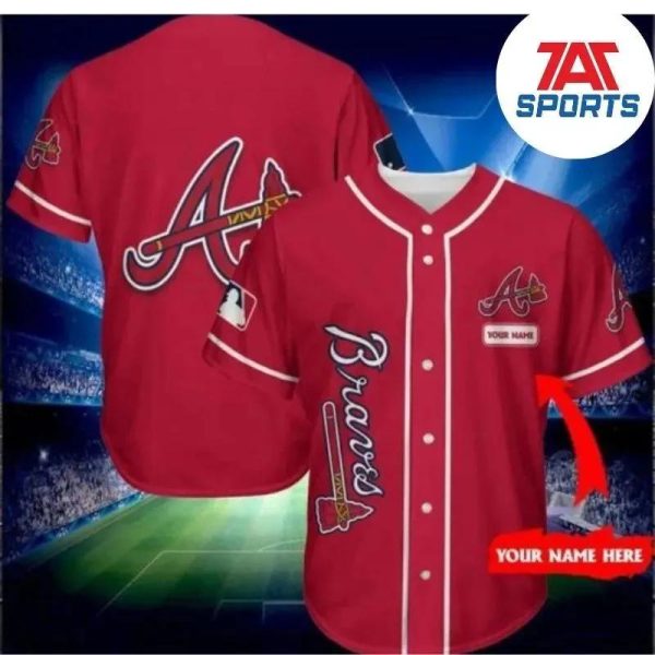 MLB Atlanta Braves Custom Name Red Baseball Jersey, MLB Jersey Braves