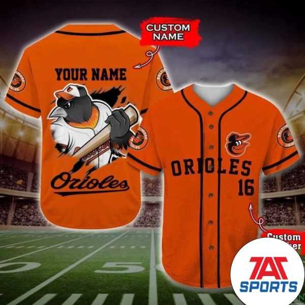 Baltimore Orioles Mascot Custom Name Number MLB Baseball Jersey, Custom Orioles Jersey