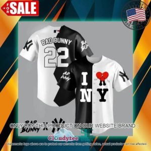 Bad Bunny New York Yankees I Love Ny Baseball Jersey, New York Yankees Pullover Jersey