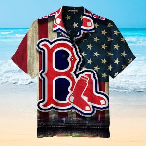 Boston Red Sox American Flag Hawaiian Shirt, Hawaiian Red Sox Shirt