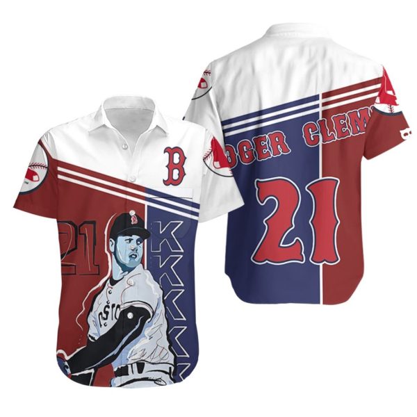 Boston Red Sox Roger Clemens 21 Hawaiian Shirt, Red Sox Hawaiian Shirt