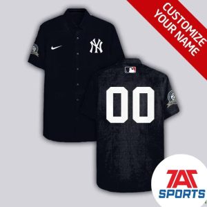 Custom Name Number New York Yankees Black MLB Hawaiian Shirt, Yankees Aloha Shirt