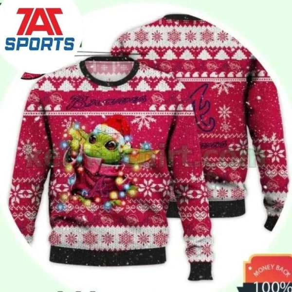 MLB Atlanta Braves Baby Yoda Ugly Sweater, Braves Christmas Sweater