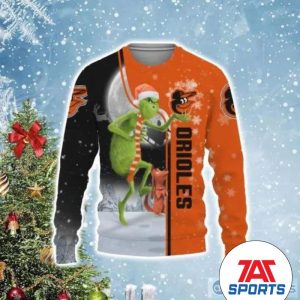 MLB Baltimore Orioles Funny Grinch Ugly Christmas Sweater, Orioles Ugly Sweater