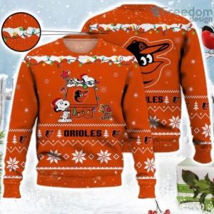 MLB Baltimore Orioles Light Woodstock Snoopy Ugly Christmas Sweater, Orioles Ugly Sweater