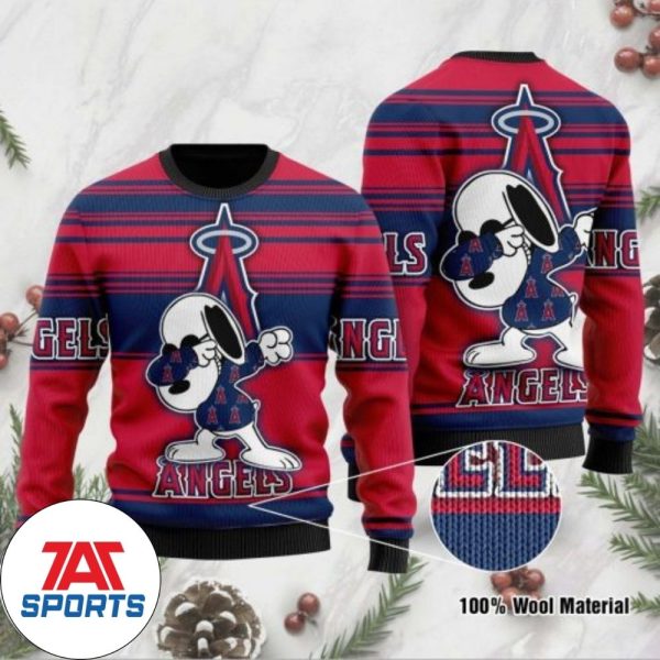 MLB Los Angeles Angels Snoopy Dabbing Ugly Sweater, Los Angeles Angels Christmas Sweater