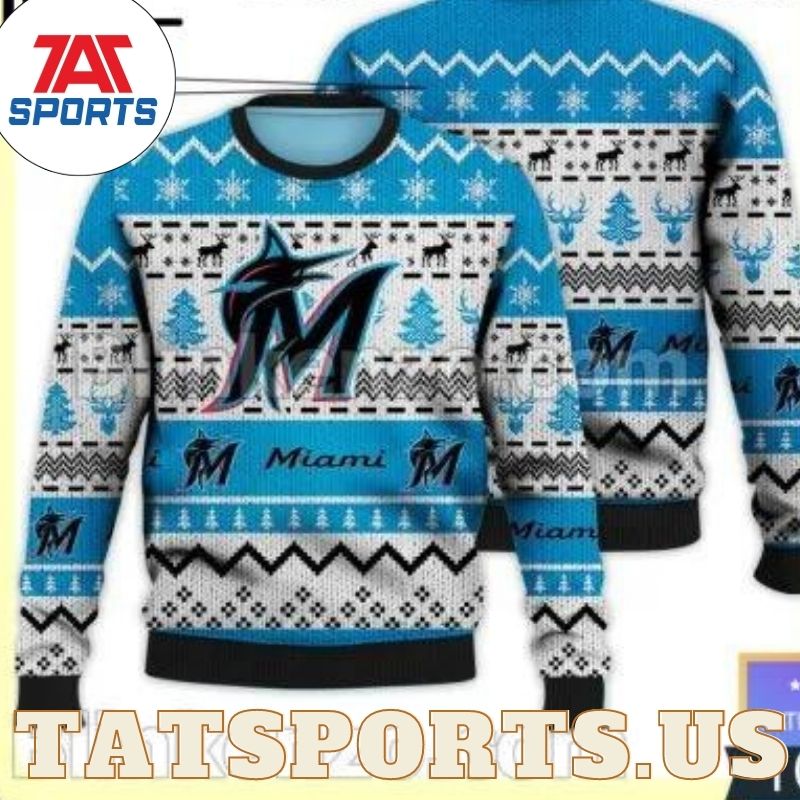 Miami Marlins Baseball Custom Ugly Christmas Sweater - EmonShop