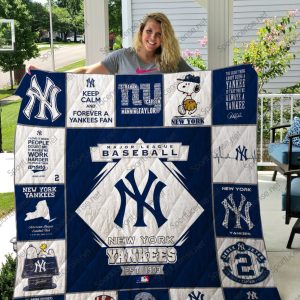 MLB New York Yankees EST 1903 Logo And Cheers Quilt, New York Yankees Quilt