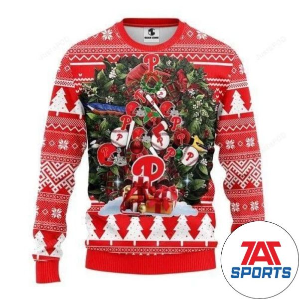 MLB Philadelphia Phillies Christmas Tree Ugly Sweater, Philadelphia Phillies Ugly Sweater