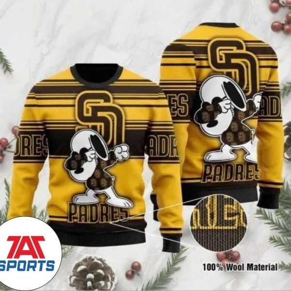 MLB San Diego Padres Snoopy Dabbing The Peanuts Ugly Sweater, Padres Christmas Sweater