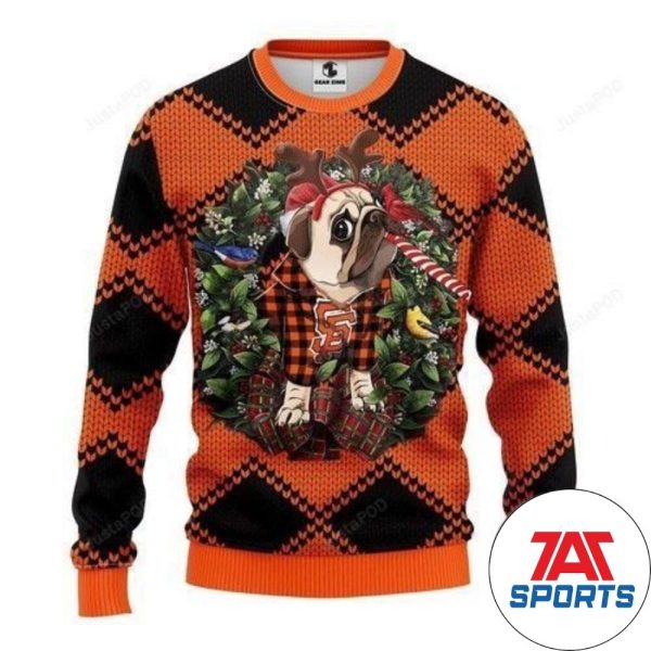MLB San Francisco Giants Pug Dog Ugly Sweater, Giants Christmas Sweater