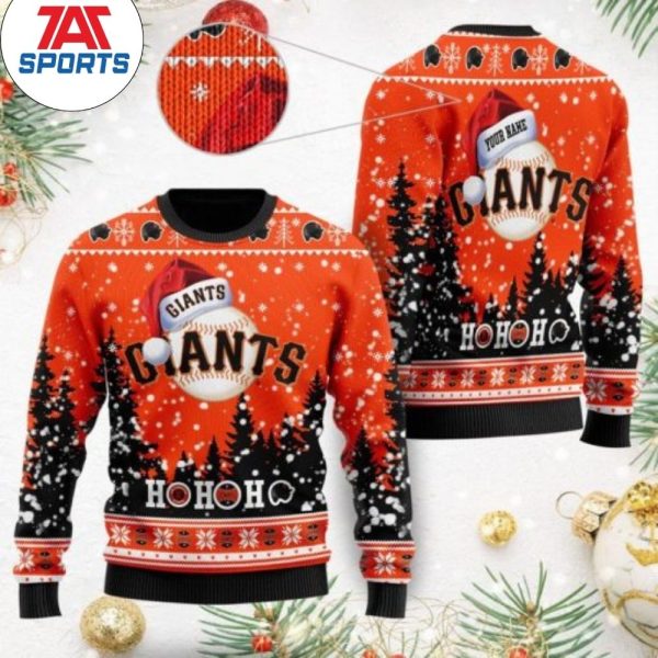 MLB San Francisco Giants Santa Claus Hat Ho Ho Ho Ugly Sweater, Giants Christmas Sweater