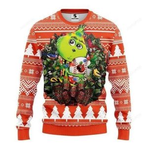 Mlb Baltimore Orioles Grinch Hug Ugly Christmas Sweater, Orioles Ugly Sweater