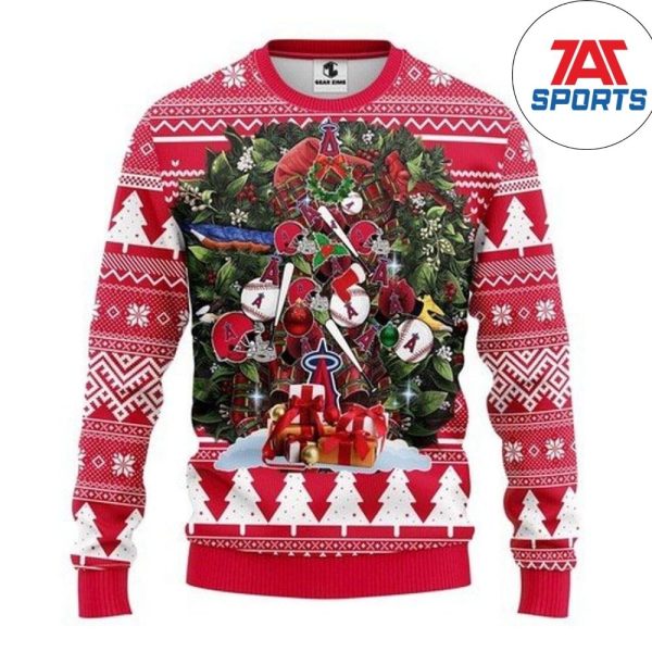 Mlb Los Angeles Angels Tree Christmas Ugly Sweater, Los Angeles Angels Christmas Sweater