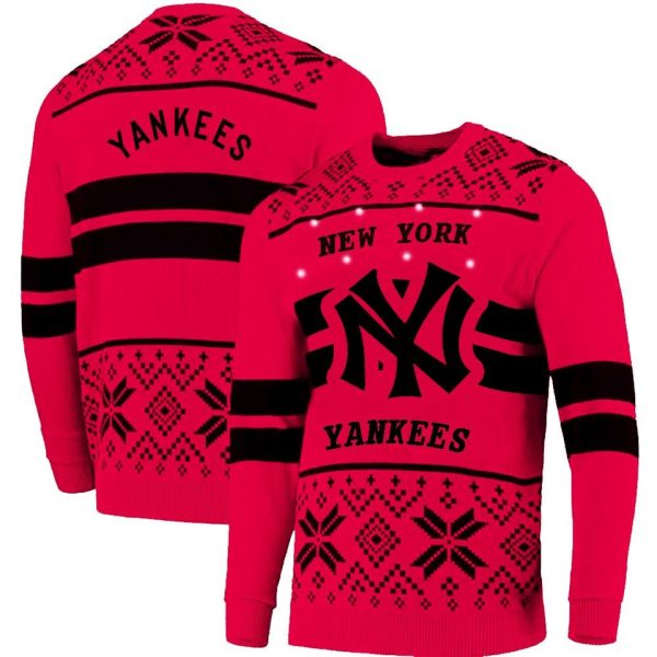New York Yankees Light Up Ugly Sweater, Yankees Ugly Christmas Sweater