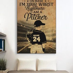 Personalized Baseball Pitcher Canvas, Baseball Canvas Wall Art