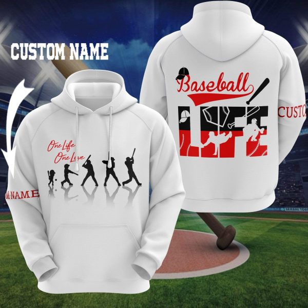 Baseball One Life On Love Custom Name 3D Hoodie, 3D Baseball Hoodie