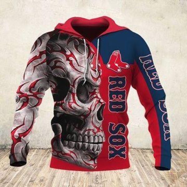 Boston Red Sox Skull Baseball 3D Hoodie, Hoodie Boston Red Sox