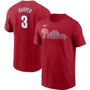 Bryce Harper Philadelphia Phillies Nike Name & Number Red T-Shirt, Phillies Postseason Shirt