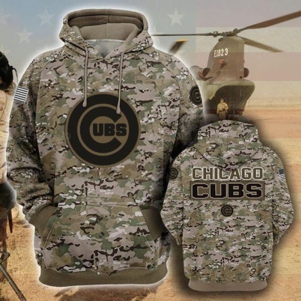 Chicago Cubs Camouflage Veteran 3D Hoodie, Chicago Cubs Hoodie