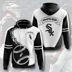 Chicago White Sox Fire Ball Black And White 3D Hoodie, Chicago White Sox Pullover