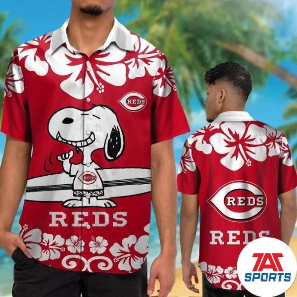 Cincinnati Reds Snoopy Surfboard Hawaiian Shirt, Cincinnati Reds Hawaiian Shirt