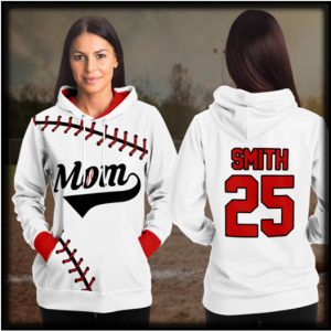 Custom Name And Number Baseball Mom White 3D Hoodie, Baseball Mom Gift