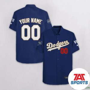 Custom Name Number Los Angeles Dodgers Dark Blue MLB Hawaiian Shirt, Hawaiian Shirt Dodgers