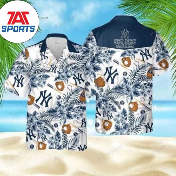 Floral New York Yankees Baseball Team Summer Hawaiian Shirt, Yankees Aloha Shirt
