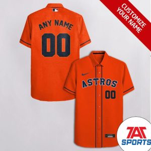 Houston Astros Bright Orange with Gray Customized Hawaiian Shirt, Hawaiian Astros Shirt
