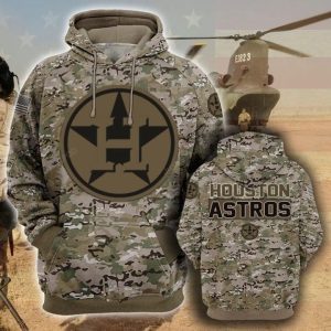 Houston Astros Camouflage Veteran 3D Cotton Hoodie, Astros Pullover Hoodie