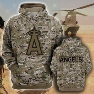 Los Angeles Angels Camouflage Veteran 3D Hoodie, MLB Angels Hoodie