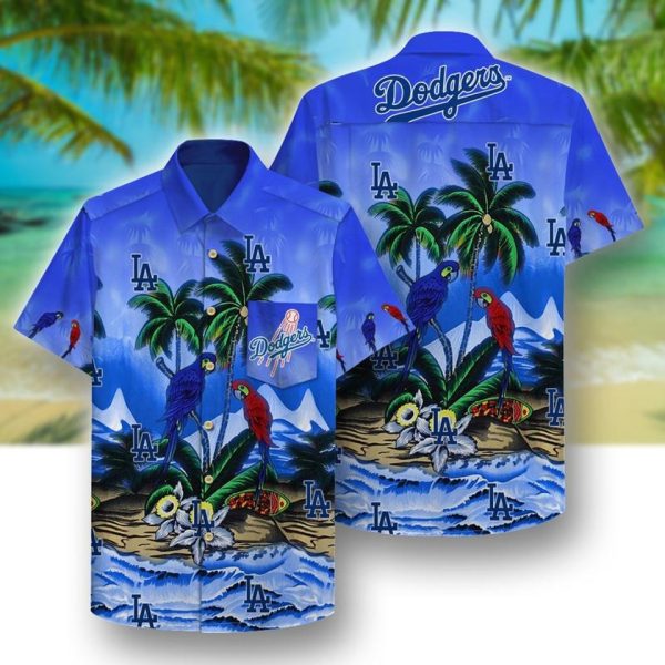 Los Angeles Dodgers Beach Parrots Hawaiian Shirt, Dodgers Hawaiian